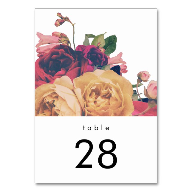 Antike Rose Botanische Fete Hochzeit Tischnummern (Vorderseite)