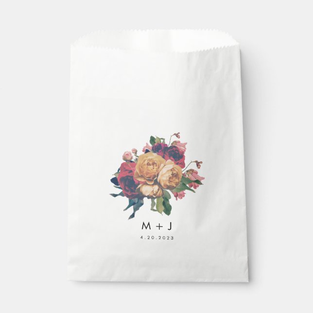 Antike Rose Botanische Hochzeit Geschenktütchen (Vorderseite)