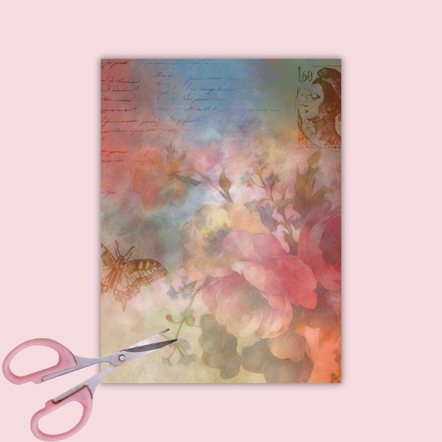 Antike Rose Butterfly Ephemerials Découpage Seidenpapier (Von Creator hochgeladen)