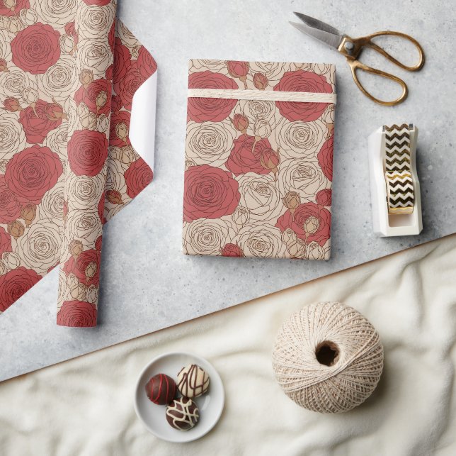 Antike Rose  Geschenkpapier (Kunsthandwerk)