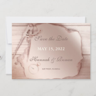 Antike Rose Gold Nautische Save the Date Karte
