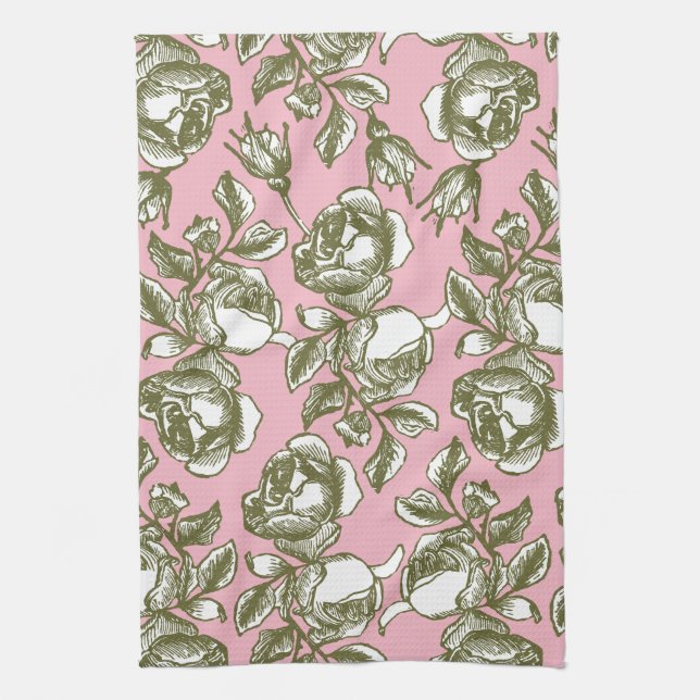 Antike Rose in Golden und Weißrosa Handtuch (Vertikal)