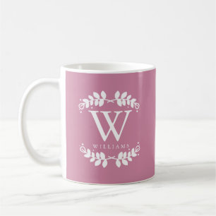 Antike Rose Rosa Monogramm Kaffeetasse