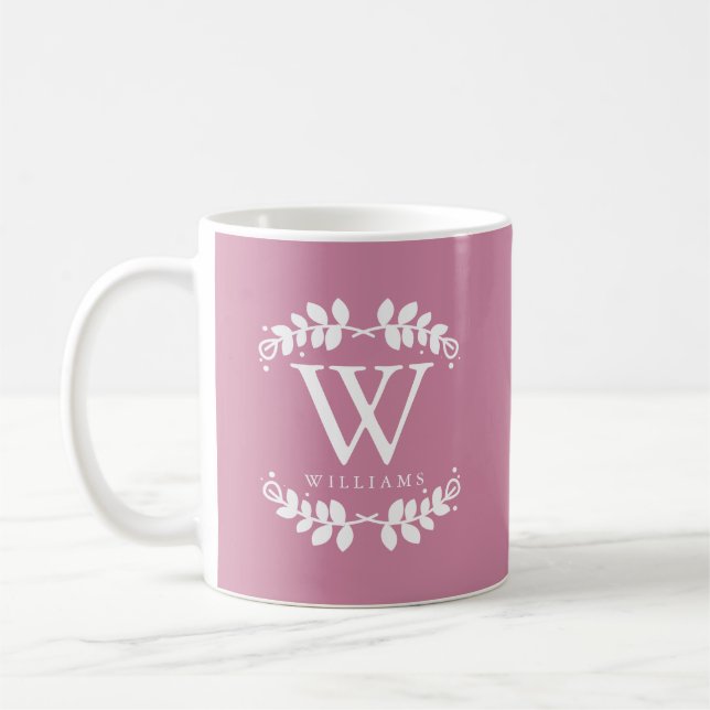Antike Rose Rosa Monogramm Kaffeetasse (Links)