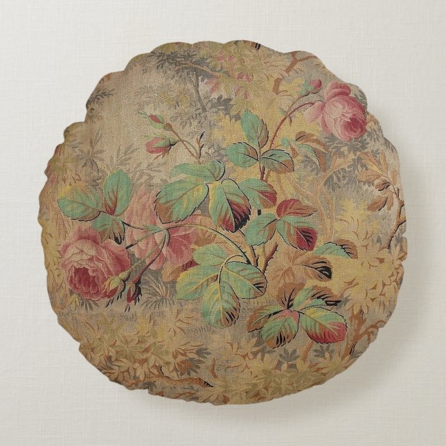 Antike Rose Rundes Kissen (Vorderseite)