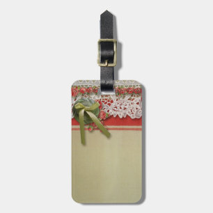 Antike Rose Rustikale rote Viktorianische Burlap Gepäckanhänger