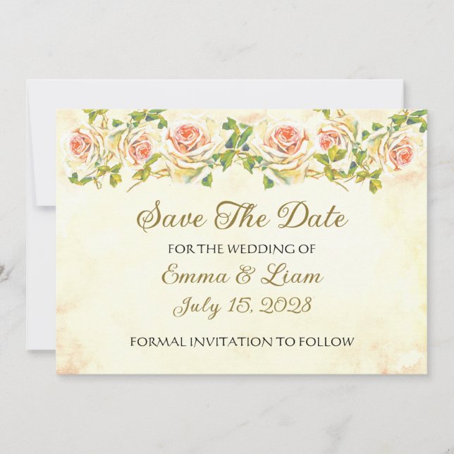 Antike Rose - Save the Date Hochzeit (Vorderseite)