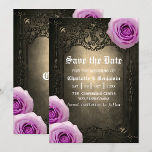 Antike Rose und gotischer Rahmen Save The Date
