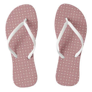 Antike Rose und weiße Punkte und Ringe Flip Flops