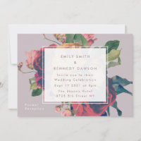 Antike Rose Vintag Lilac Hochzeit Einladung