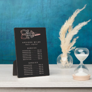Antike Roségold-Schere Salon-Preismenu Fotoplatte