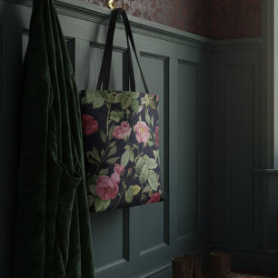 Antike Rosen auf einem dunkelblauen Samt-Design Tasche
