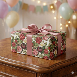 Antike Rosen auf weißem Decoupage oder Geschenk Geschenkpapier