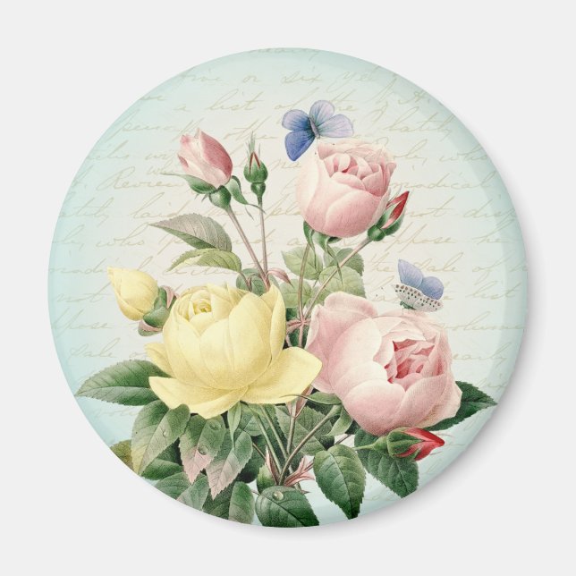 Antike Rosen-Blumen-Magnet Magnet (Vorne)