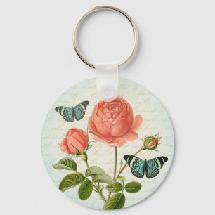 Antike Rosen-Blumen-Schmetterling-elegantes Schlüs Schlüsselanhänger