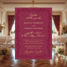 Antike Rosen Burgund Floral Rahmen Hochzeit 