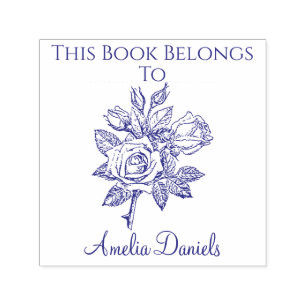 Antike Rosen-Exlibris Permastempel