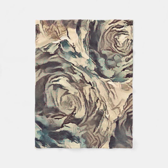 Antike Rosen Fleecedecke (Vorderseite)