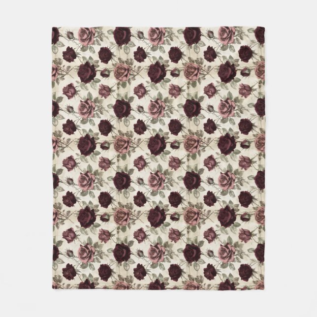 Antike Rosen Fleecedecke (Vorderseite)