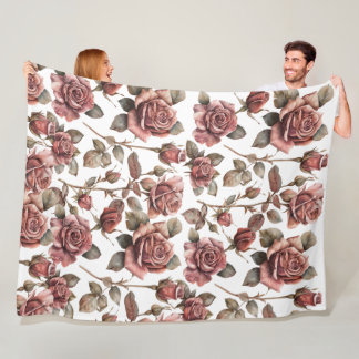 Antike Rosen Fleecedecke