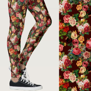 Antike Rosen floral rosa und burgunder Muster Leggings