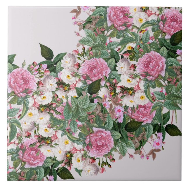 Antike Rosen Keramikfliese (Vorderseite)