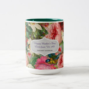 Antike Rosen Muttertagsgeschenk - TEXT ÄNDERN Zweifarbige Tasse