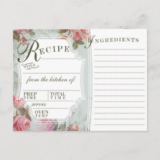 Antike Rosen Rezeptkarten Postkarte