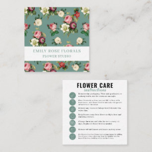 Antike Rosen-Sage-Grün-Blumenpflegekarte Quadratische Visitenkarte