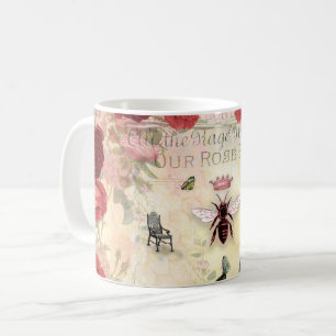Antike Rosen und Königin Biene Kaffeetasse