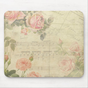 Antike Rosen und Musik-Mauspad Mousepad