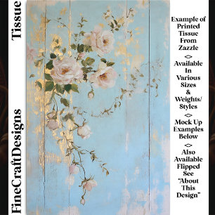 Antike Rosen, verwitterte blaue Holz-Dekupage DY5L Seidenpapier