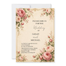 antike Rosengarten-Hochzeitseinladung