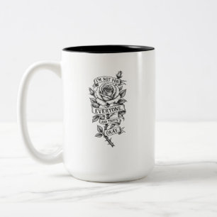 Antike Rosengravur Botanische Aussage Grafik Zweifarbige Tasse