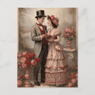 Antike Rosenpostkarte Rückseite Elegante viktori Postkarte