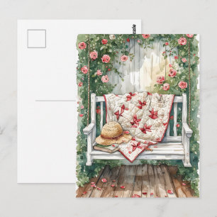 Antike Rosenschaukel mit Quilt-Charme Postkarte