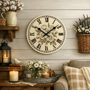 Antike Rosenwanduhr Große Wanduhr
