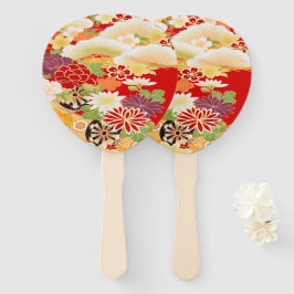 Antike Rot Weiß Japanischer Kimono Blume Fächer
