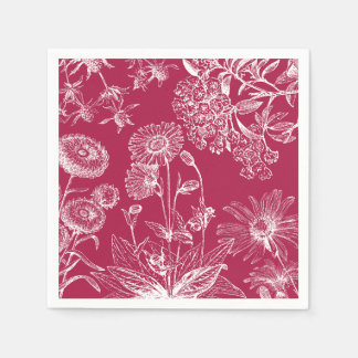 Antike rote Blumen-Serviette Serviette