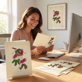 Antike rote Blumenillustration Karte