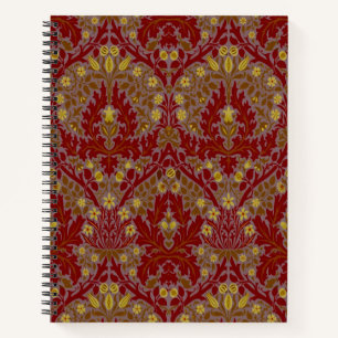 Antike rote Gold William Morris Herbstblumen Notizbuch