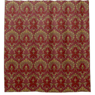 Antike Rote Goldene William Morris Herbstblumen Duschvorhang