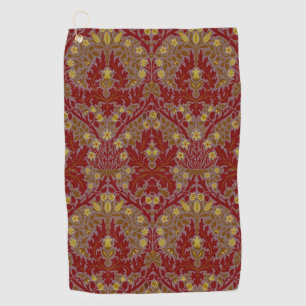 Antike Rote Goldene William Morris Herbstblumen Golfhandtuch