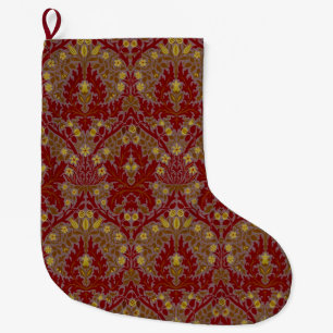 Antike Rote Goldene William Morris Herbstblumen Großer Weihnachtsstrumpf