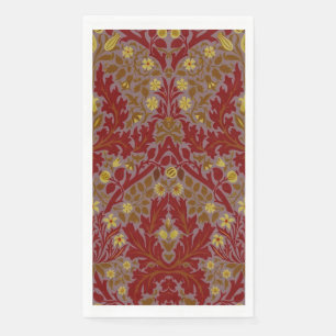 Antike Rote Goldene William Morris Herbstblumen Serviette