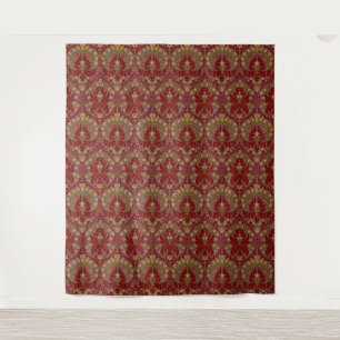 Antike Rote Goldene William Morris Herbstblumen Wandteppich