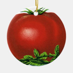 Antike rote reife Tomate, Gemüse und Früchte Keramikornament