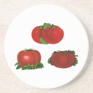 Antike rote reife Tomaten Lebensmittel, Früchte, G Sandstein Untersetzer