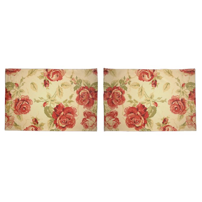 Antike rote Rose Kissenbezug (Rückseite-Set)