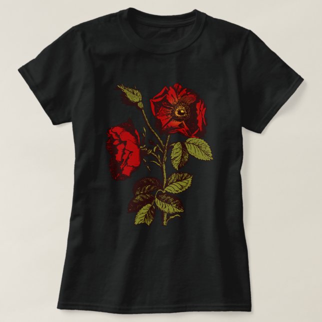 Antike Rote Rose T-Shirt (Design vorne)